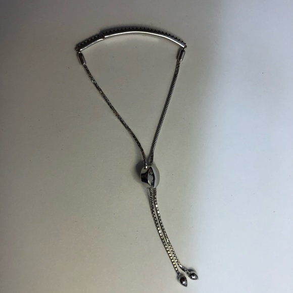 Sterling Silver CZ Adjustable Bracelet - Picture 2 of 7